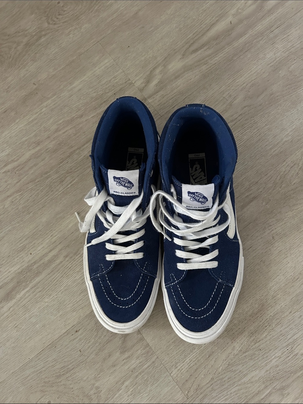 Vans Mens Navy and White High-Top Suede Sneakers